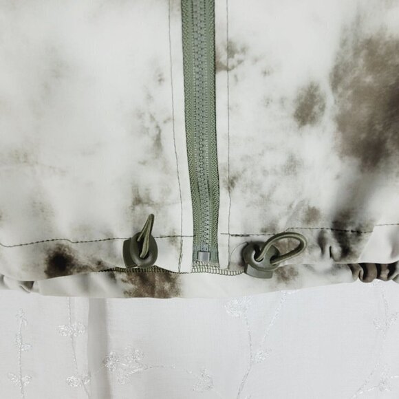 Zara Tie Dye Cropped Zip Jacket Drawstring Waist High Neck Olive Green Medium - Picture 4 of 11